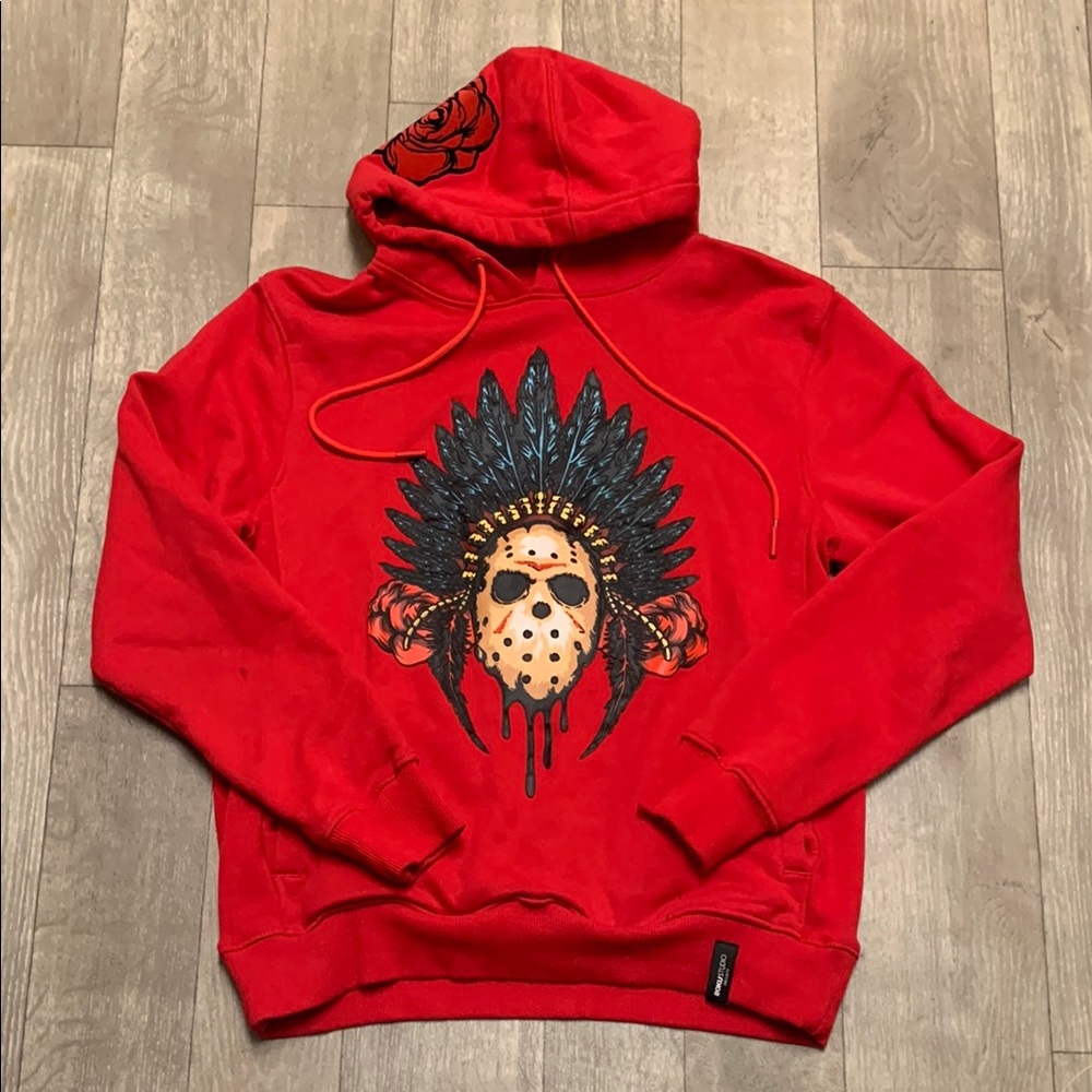 Mens Roku Studio Jason Tribal‎ Indian Head Thick Pullover Sweatshirt Hoodie